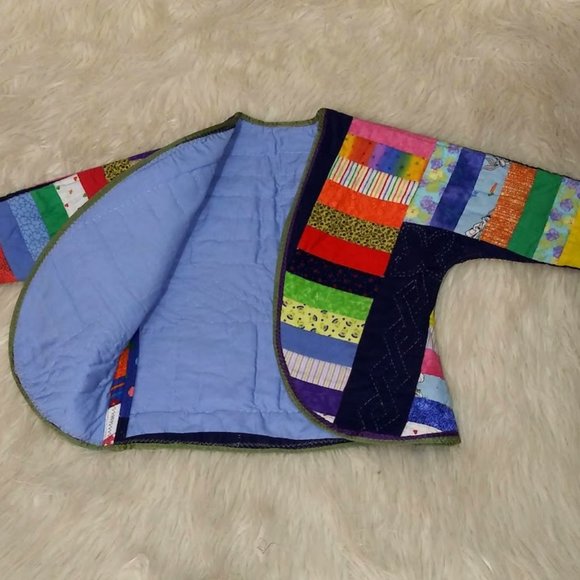 Kids Quilted Jacket, Unisex Patchwork Jacket, Vintage Quilt Coat, Handmade Coat - Picture 7 of 7